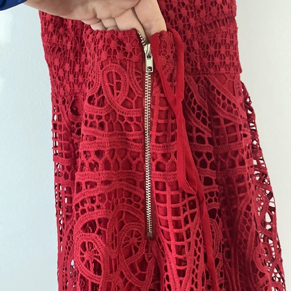 Lulu’s Real Life Dream Berry Red Lace Midi Dress - Picture 10 of 13